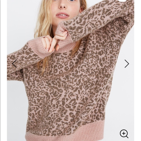 Madewell Sweaters - Madewell soft pink leopard crew neck sweater sz S